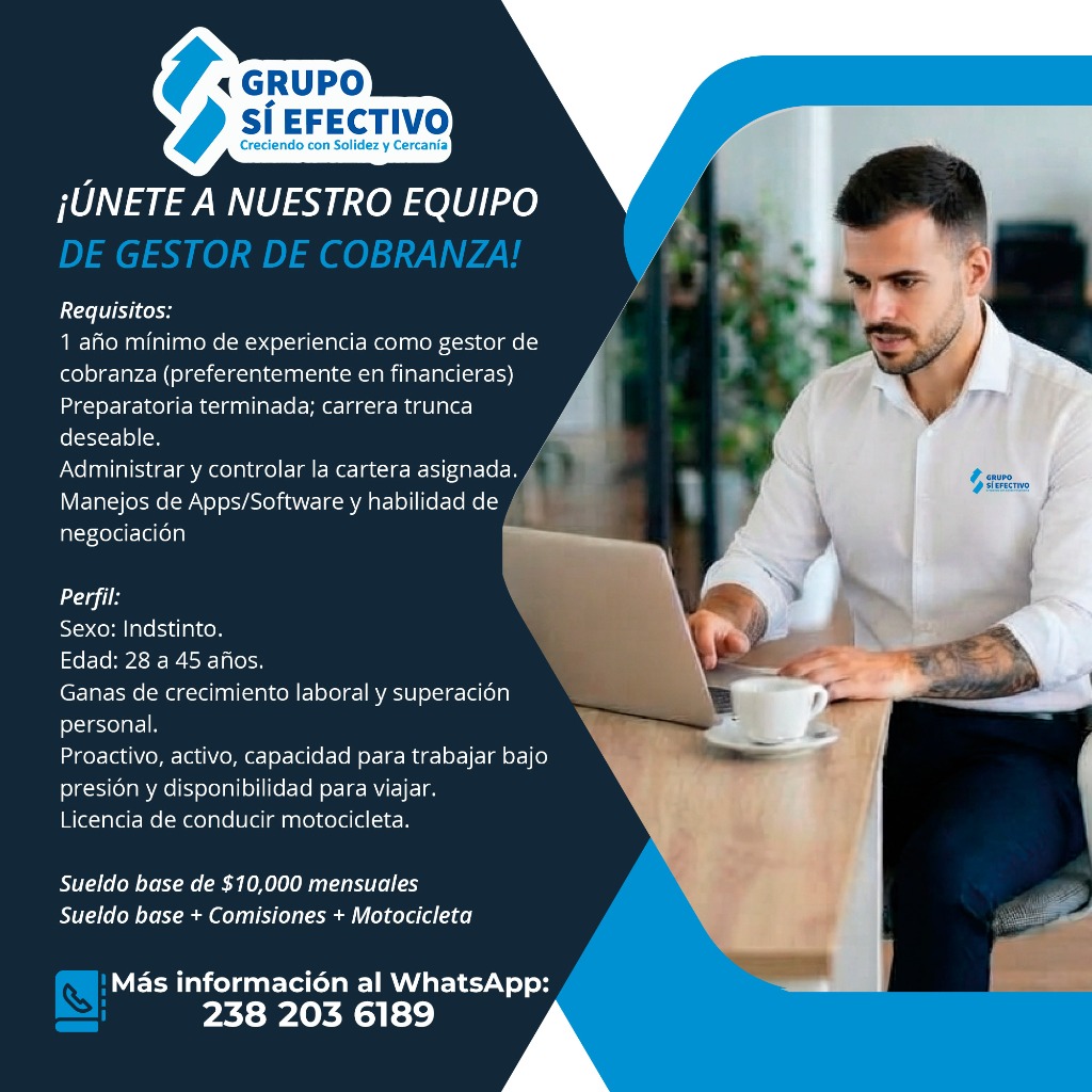 Flyer Vacante Gestor de Cobranza